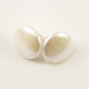 14K Yellow Gold Extra Large Coin Pearl Stud Earrings