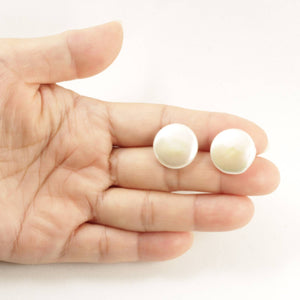 14K Yellow Gold Extra Large Coin Pearl Stud Earrings