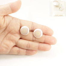 Load image into Gallery viewer, 14K Yellow Gold Large White Coin Pearl Stud Earrings