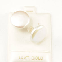 Load image into Gallery viewer, 14K Yellow Gold Large White Coin Pearl Stud Earrings