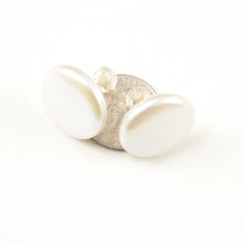 Load image into Gallery viewer, 14K Yellow Gold Large White Coin Pearl Stud Earrings