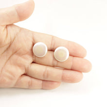 Load image into Gallery viewer, 14K Yellow Gold Large White Coin Pearl Stud Earrings