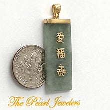 Load image into Gallery viewer, 14k Yellow Gold Celadon Green Jade Good Fortune Pendant