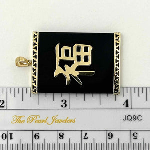 Good Luck Black Onyx Pendant 14k Yellow Gold