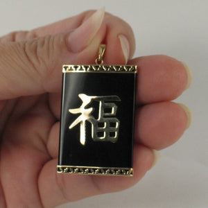 Good Luck Black Onyx Pendant 14k Yellow Gold