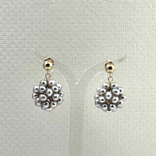 Load image into Gallery viewer, 14K Yellow Gold Gray Pearl Ball Stud Dangle Earrings (15mm)
