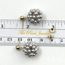 Load image into Gallery viewer, 14K Yellow Gold Gray Pearl Ball Stud Dangle Earrings (15mm)