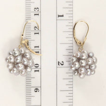 Load image into Gallery viewer, 14K Yellow Gold Gray Pearl Ball Leverback Earrings (15mm)