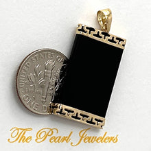 Load image into Gallery viewer, 14KT Yellow Gold Greek Key Bar Black Onyx Board Pendant Necklace