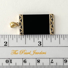Load image into Gallery viewer, 14KT Yellow Gold Greek Key Bar Black Onyx Board Pendant Necklace