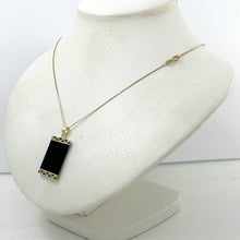 Load image into Gallery viewer, 14KT Yellow Gold Greek Key Bar Black Onyx Board Pendant Necklace