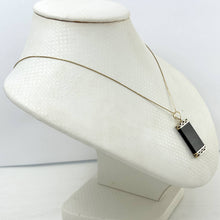 Load image into Gallery viewer, 14KT Yellow Gold Greek Key Bar Black Onyx Board Pendant Necklace