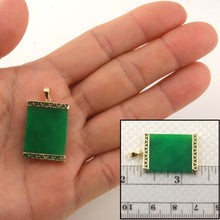 Load image into Gallery viewer, 14k Yellow Gold Greek Key Green Jade Board Pendant