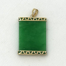 Load image into Gallery viewer, 14k Yellow Gold Greek Key Green Jade Board Pendant