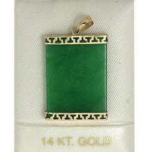 Load image into Gallery viewer, 14k Yellow Gold Greek Key Green Jade Board Pendant