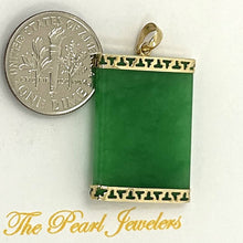 Load image into Gallery viewer, 14k Yellow Gold Greek Key Green Jade Board Pendant
