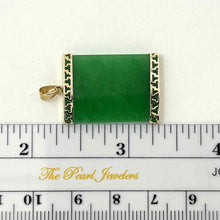 Load image into Gallery viewer, 14k Yellow Gold Greek Key Green Jade Board Pendant