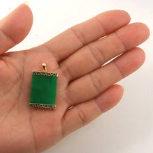 Load image into Gallery viewer, 14k Yellow Gold Greek Key Green Jade Board Pendant