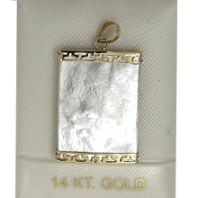 Load image into Gallery viewer, 14k Yellow Gold Greek Key MOP Board Pendant Necklace