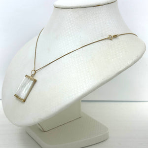 14k Yellow Gold Greek Key MOP Board Pendant Necklace