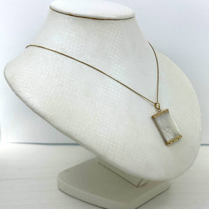 14k Yellow Gold Greek Key MOP Board Pendant Necklace