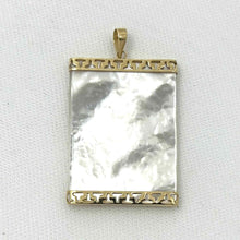 Load image into Gallery viewer, 14k Yellow Gold Greek Key Mother of Pearl Board Pendant Necklace