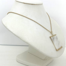 Load image into Gallery viewer, 14k Yellow Gold Greek Key Mother of Pearl Board Pendant Necklace