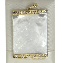Load image into Gallery viewer, 14k Yellow Gold Greek Key Mother of Pearl Board Pendant Necklace