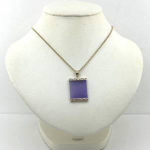 14k Yellow Gold Greek Key Purple Jade Board Pendant