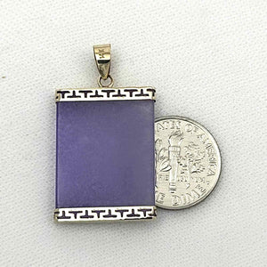 14k Yellow Gold Greek Key Purple Jade Board Pendant