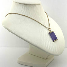 Load image into Gallery viewer, 14k Yellow Gold Greek Key Purple Jade Board Pendant