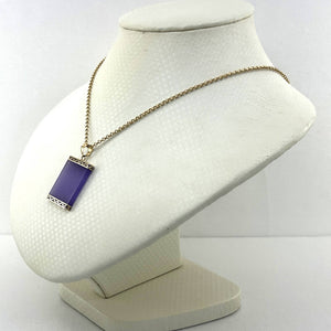 14k Yellow Gold Greek Key Purple Jade Board Pendant