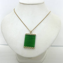 Load image into Gallery viewer, 14k Yellow Gold Green Jade Board Pendant
