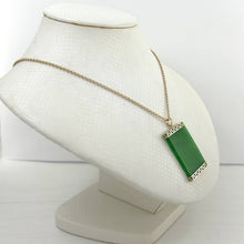 Load image into Gallery viewer, 14k Yellow Gold Green Jade Board Pendant