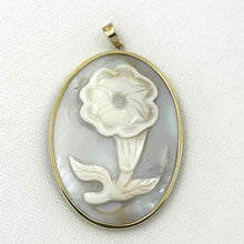 Load image into Gallery viewer, 14k Yellow Gold Hand Carved Oval Mother of Pearl Pendant Necklace
