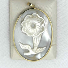 Load image into Gallery viewer, 14k Yellow Gold Hand Carved Oval Mother of Pearl Pendant Necklace