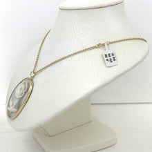 Load image into Gallery viewer, 14k Yellow Gold Hand Carved Oval Mother of Pearl Pendant Necklace