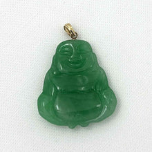 Load image into Gallery viewer, 14k Yellow Gold Hand Carving Two Sides Green Jade Buddha Pendant