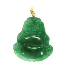 Load image into Gallery viewer, 14k Yellow Gold Hand Carving Two Sides Green Jade Buddha Pendant