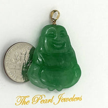 Load image into Gallery viewer, 14k Yellow Gold Hand Carving Two Sides Green Jade Buddha Pendant