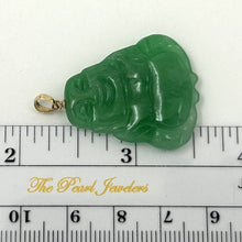 Load image into Gallery viewer, 14k Yellow Gold Hand Carving Two Sides Green Jade Buddha Pendant