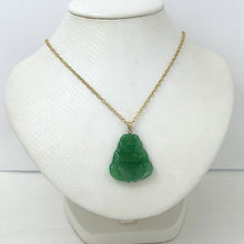 Load image into Gallery viewer, 14k Yellow Gold Hand Carving Two Sides Green Jade Buddha Pendant