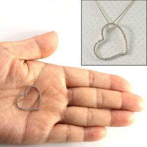 14k Yellow Gold Heart Diamond Pendant Necklace (58 Stones)