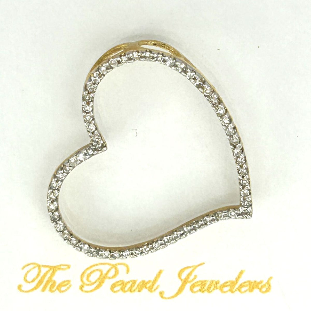14k Yellow Gold Heart Diamond Pendant Necklace (58 Stones)