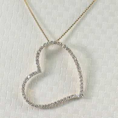 14k Yellow Gold Heart Diamond Pendant Necklace (58 Stones)