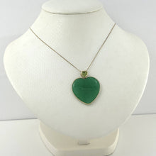 Load image into Gallery viewer, 14k Yellow Solid Gold Heart in Love &amp; Hearts Peridot Jade Pendant Necklace