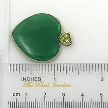 Load image into Gallery viewer, 14k Yellow Solid Gold Heart in Love &amp; Hearts Peridot Jade Pendant Necklace