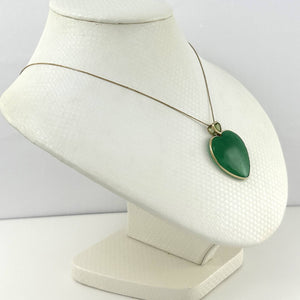 14k Yellow Solid Gold Heart in Love & Hearts Peridot Jade Pendant Necklace