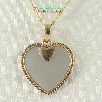 14k Yellow Gold Heart Love Mother of Pearl Pendant