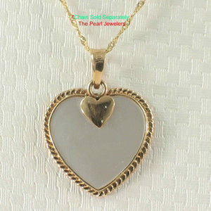 14k Yellow Gold Heart Love Mother of Pearl Pendant